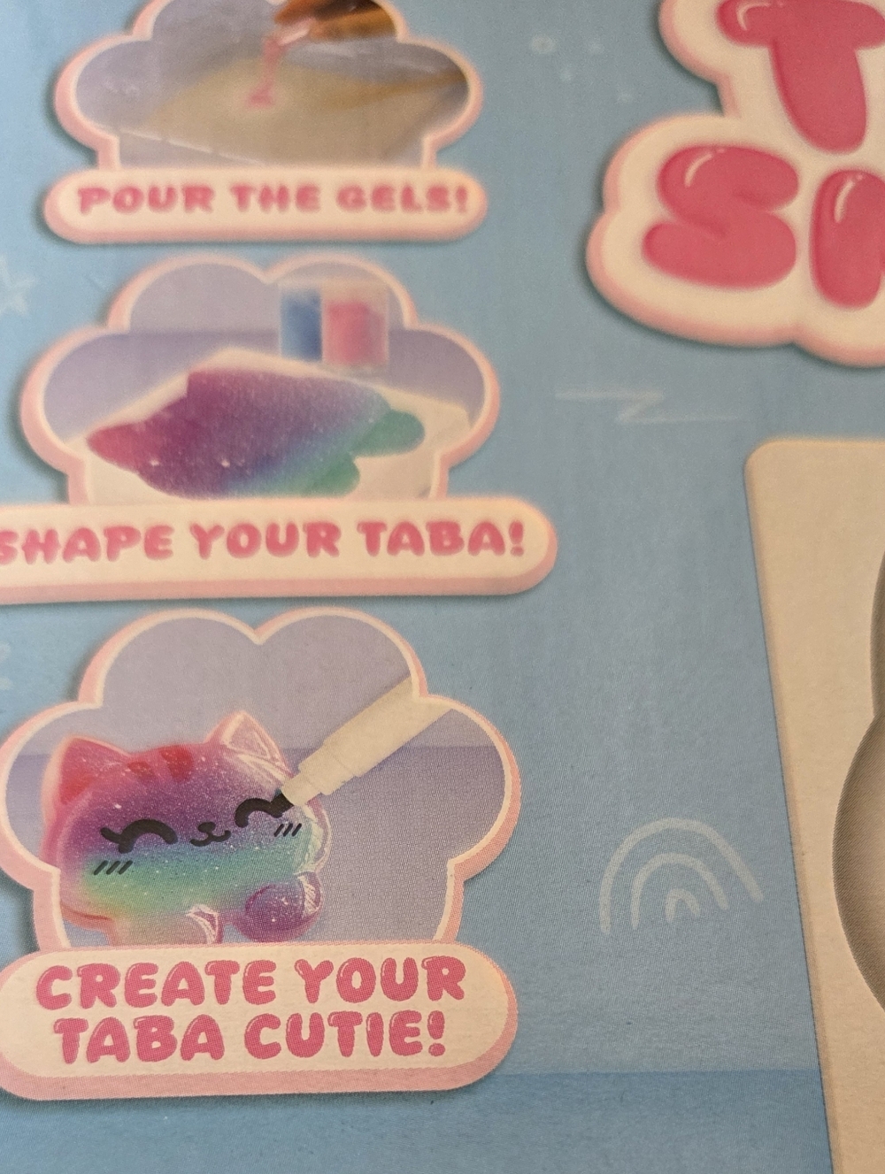 Make Your Own Taba Smoosh Kit Pastel Glitter Cat Design NIB - Picture 8 of 10